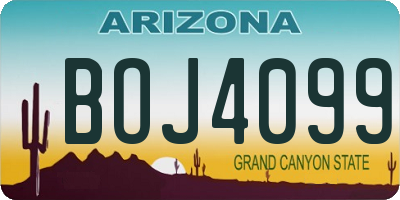 AZ license plate BOJ4099