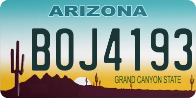 AZ license plate BOJ4193