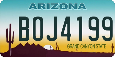 AZ license plate BOJ4199