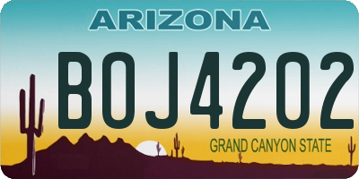 AZ license plate BOJ4202