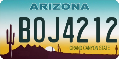 AZ license plate BOJ4212