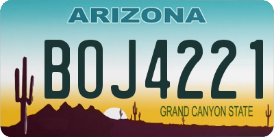 AZ license plate BOJ4221