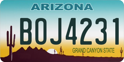 AZ license plate BOJ4231