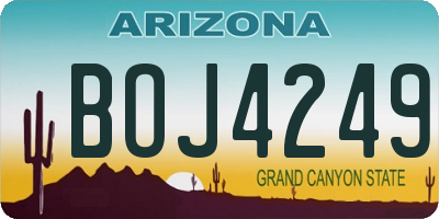AZ license plate BOJ4249