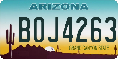 AZ license plate BOJ4263