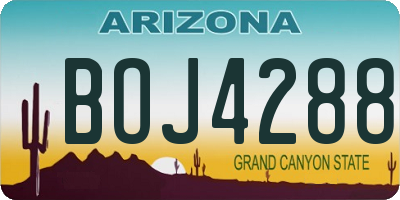 AZ license plate BOJ4288