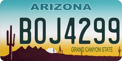 AZ license plate BOJ4299