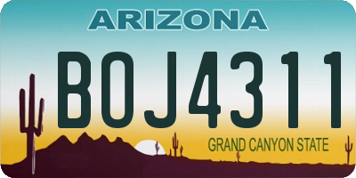 AZ license plate BOJ4311