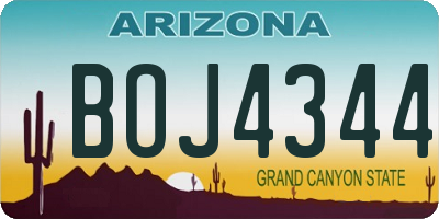 AZ license plate BOJ4344