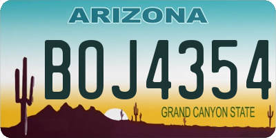 AZ license plate BOJ4354