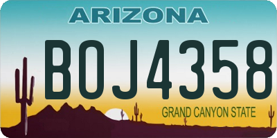 AZ license plate BOJ4358