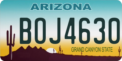 AZ license plate BOJ4630