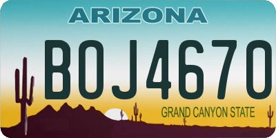 AZ license plate BOJ4670