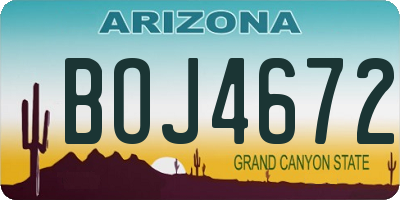 AZ license plate BOJ4672