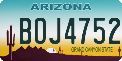 AZ license plate BOJ4752