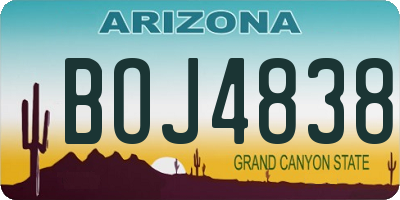AZ license plate BOJ4838