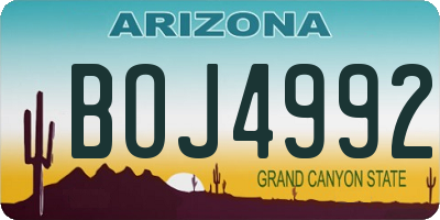 AZ license plate BOJ4992
