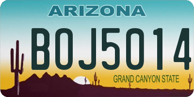 AZ license plate BOJ5014