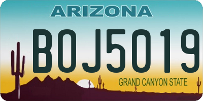 AZ license plate BOJ5019