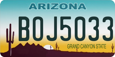 AZ license plate BOJ5033