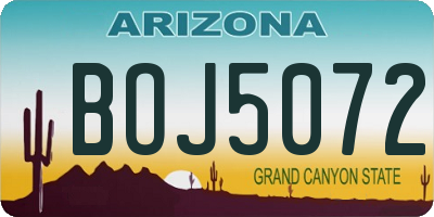 AZ license plate BOJ5072