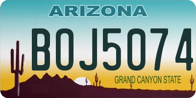 AZ license plate BOJ5074