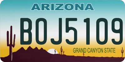 AZ license plate BOJ5109