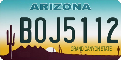 AZ license plate BOJ5112