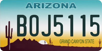AZ license plate BOJ5115