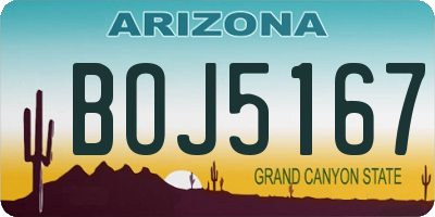 AZ license plate BOJ5167