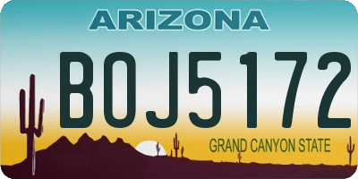 AZ license plate BOJ5172