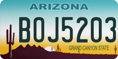 AZ license plate BOJ5203