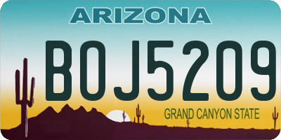 AZ license plate BOJ5209