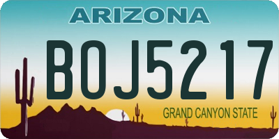 AZ license plate BOJ5217