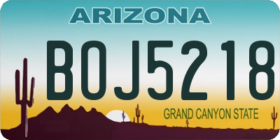 AZ license plate BOJ5218