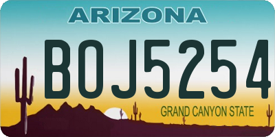 AZ license plate BOJ5254