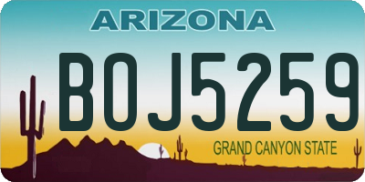 AZ license plate BOJ5259
