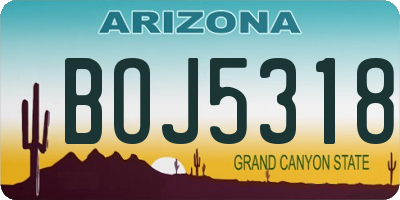 AZ license plate BOJ5318