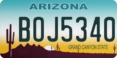 AZ license plate BOJ5340