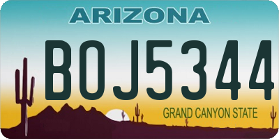 AZ license plate BOJ5344