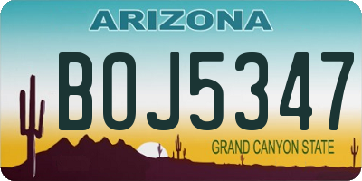 AZ license plate BOJ5347