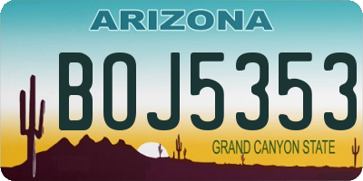 AZ license plate BOJ5353