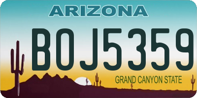 AZ license plate BOJ5359
