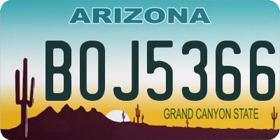 AZ license plate BOJ5366