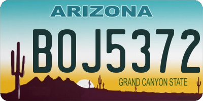 AZ license plate BOJ5372