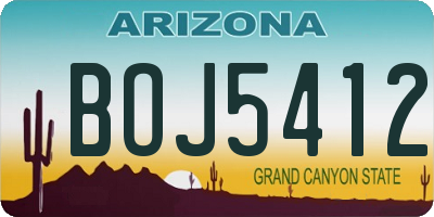 AZ license plate BOJ5412
