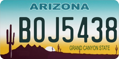AZ license plate BOJ5438