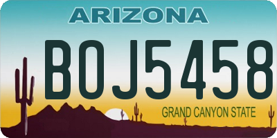 AZ license plate BOJ5458