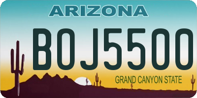 AZ license plate BOJ5500