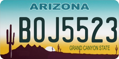 AZ license plate BOJ5523